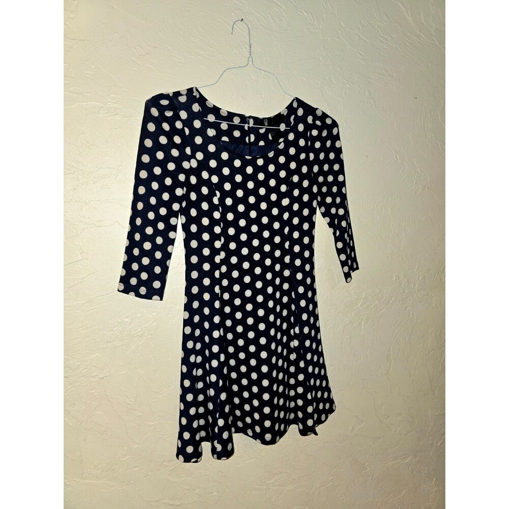 Dark Blue Polka Dot Long Sleeve Dress Womens Size Medium "Lapis" brand